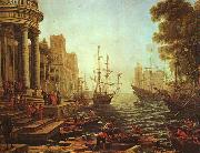Claude Lorrain Seaport : The Embarkation of St.Ursula painting